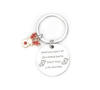 Tranbath Stainless Steel Christmas Keychain with Cute Reindeer Pendant, Personalised Round Tag Keyring, Unique Gifts for Women, Best Friends, Mums, And Sisters, Perfect Birthday and Holiday Presents