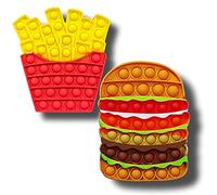 Trancis Pop It Fidget Toy; Poppers Fidgets; Kids Toy; Poppets Stress Toy Set for Anxiety Relief; Poppet Fidget Sensory Toys for Autism ADHD Special Needs; Pack of 2 Push Pop (Burger Fries)