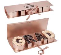 Trandraft Graduation Flower Gift Box Empty Grad Letter Large Flower Box with Ribbon Chocolate Rose Bouquet Package for Graduation Birthday Class Reunion Party Favor Supplies(Rose Gold,with Logo)