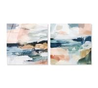 Tranquil Abstract Landscapes Pair Acrylic Print Abstract Wall Art Set by Art Remedy, Ready to Hang, 16 x 16