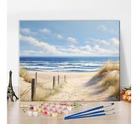 Tranquil and Idyllic Paint by Numbers Kit for Adults Bright and Sunny Day, with Gentle Waves Lapping at The Shore Paint by Number with Brushes and Pigment, Art Crafts, 16x20 Inch