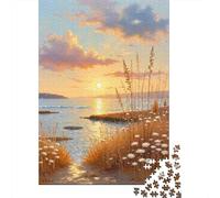 Tranquil Beach Sunset 1000 Piece Jigsaw Puzzle Paper Jigsaw Puzzle for Adults Serene Coastal Scene Relaxing Focus Home Decor 52x38cm/1000pcs