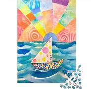 Tranquil Boat Watercolor 1000 Pieces Wooden Puzzles for Adults Jigsaw Puzzles Educational Game Challenge Toy 1000pcs (38x26cm)