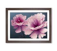 Tranquil Carnation Flowers WHT Framed Print | A3 Walnut Framed Wall Art | Ready to Hang | Modern Floral Picture | Living Room Bedroom Lounge Office