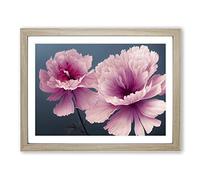 Tranquil Carnation Flowers WHT Framed Print | A4 Oak Framed Wall Art | Ready to Hang | Modern Floral Picture | Living Room Bedroom Lounge Office