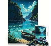 Tranquil Cove Under The Stars 1000 Pieces Jigsaws Adults Puzzles Gifts Thought Training Peaceful Fun Uniform Cut Art Xmas Gift (38x26cm)