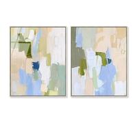 Tranquil Green Meadow Duo Framed Acrylic Print Green Wall Decor Set by Art Remedy, Silver Frame, 20 x 24