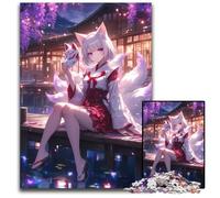 Tranquil Japanese Fox Girl Jigsaws 1000 Pieces for Adults Jigsaw Puzzles Adult Game Gift Family Interactive Game Brain Challenge Gift 1000 PCS(38x26cm)