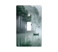 Tranquil Lake Light Switch Cover Plates/Outlet Covers, Misty Green Water Reflection for Home Decor, Thermoplastic Wall Plates, Standard Size Single Toggle