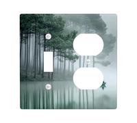 Tranquil Lake Light Switch Cover Plates/Outlet Covers, Misty Green Water Reflection for Home Decor, Thermoplastic Wall Plates, Standard Size Toggle Duplex