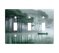 Tranquil Lake Light Switch Cover Plates/Outlet Covers, Misty Green Water Reflection for Home Decor, Thermoplastic Wall Plates, Standard Size Triple Toggle