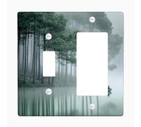 Tranquil Lake Light Switch Cover Plates/Outlet Covers, Misty Green Water Reflection for Home Decor, Thermoplastic Wall Plates, Standard Size Toggle Rocker