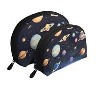 Tranquil Lakes Moon Cosmetic Bag, Travel Makeup Pouch, Portable Waterproof Cosmetic Pouch for Girls Women., Saturn Jupiter Earth, One Size