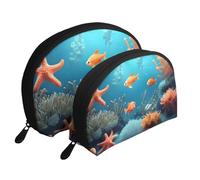 Tranquil Lakes Moon Cosmetic Bag, Travel Makeup Pouch, Portable Waterproof Cosmetic Pouch for Girls Women., Coral Fish Underwater, One Size