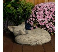 Tranquil Large Cast Stone Sleeping Fox Garden Statue Garden Sculpture Ornament