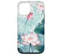 Tranquil Lotus Flowers and Leaves Anime Style Art Case for iPhone 12/12 Pro