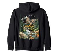 Tranquil Mountain Landscape with Scenic River Escape Zip Hoodie
