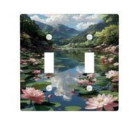 Tranquil Nature Light Switch Cover Plates/Outlet Covers,Peach Water Lily Flowers for Home Decor, Thermoplastic Wall Plates,Standard Size Double Toggle