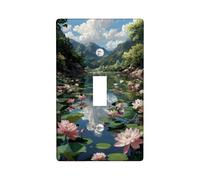 Tranquil Nature Light Switch Cover Plates/Outlet Covers,Peach Water Lily Flowers for Home Decor, Thermoplastic Wall Plates,Standard Size Single Toggle