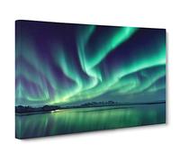 Tranquil Northern Lights Canvas Print | Gallery Wrapped 30mm Frame Wall Art | 30x20 inches | Ready to Hang | Contemporary Picture | Living Room Bedroom Lounge Office