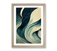Tranquil Ocean Wave Abstract Framed Print | A4 Oak Framed Wall Art | Ready to Hang | Abstract Nautical Picture | Living Room Bedroom Lounge Office
