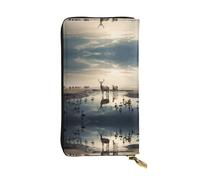 Tranquil River Printed leather wallet, 7.5 x 4.1-inch long credit card holder, portable travel cash wallet