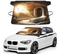 Tranquil Tomb With Rising Light Scene Print Car Windshield Cover For Ice And Snow Universal Fit For Most Cars Multifuntional Ice Protector Keep Snow Frost Off