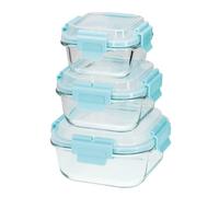 TRANQUIL TOWN® Glass Food Storage Containers - 6 Piece Set (320 ml, 520 ml, 800 ml) - Airtight BPA-Free Lids - Oven, Microwave & Freezer Safe - Borosilicate Glass Meal Prep Containers