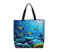 Tranquil Underwater Scenery Basic Models Tote Bag With Zipper With Inner Pockets,Laptop Work Tote Bag For Sport,Travel