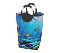 Tranquil Underwater Scenery Print Foldable Dirty Clothes Bag Travel Collapsible Storage Basket Daily Home Bathroom