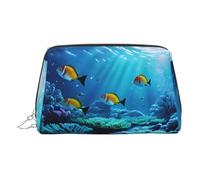 Tranquil Underwater Scenery Print Small Portable Makeup Bag, Zipper Cosmetic Pouch for Travel & Daily Use