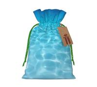 (Tranquil Underwater Scenery) Printed Christmas M Size Gift Bags with Green Ribbon Drawstring Candy Bags for Kids Xmas Holiday Christmas Eve Presents