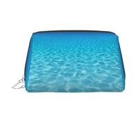 Tranquil Underwater Scenery Printed Small Makeup Bag Portable Leather Make up Bag Travel Cosmetic Bags Organizer for Women, Silver Zipper