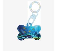 Tranquil Underwater Scenery Printing Dog Tag Bone Shaped Double Sided Pattern Dog Id Tags Bone Shaped Pet Name Tags Dog Collar Tags