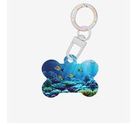 Tranquil Underwater Scenery Printing Dog Tag Bone Shaped Double Sided Pattern Dog Id Tags Bone Shaped Pet Name Tags Dog Collar Tags