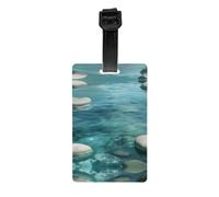 Tranquil Water Print Luggage Tag â€“ Secure ID Identifier with Full Back Privacy Cover, Travel and Cruise Essentials