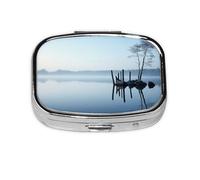 Tranquil Water Print Pill Box, 2 Large Compartmensts to Moistureproof Portable Pill Box Organiser for Travel