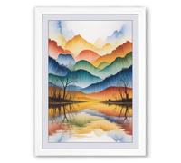 Tranquil Wetland Reflection Minimalist Framed Wall Art Print A1 (84.1×59.4cm) White, Wall Decor for Living Room, Bedroom, Office & Home, Ready to Hang, Art Gift