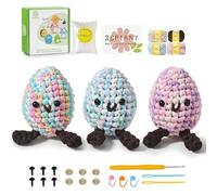 TranquilHome Crochet Kit for Beginners, Crochet Kit for Kids,Amigurumi Kit, Childrens Easter Gifts with Step-by-Step Video Tutorials, Crochet Yarn,Gift for Easter Holiday Birthday- 3 Easter Eggs