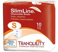 Tranquility Slimline Original Adult Disposable Brief, Adult Small, Incontinence Care with a Slimmer Fit, Peach Mat Core & Kufguard Technology for Max Comfort, Latex-Free, 12.7oz Capacity, 10ct Bag