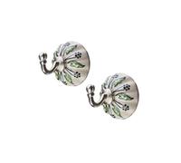 Tranquillo 2 Coat Hooks Wall Hooks Metal with Ceramic Decoration Leaf with Vintage Touch Diameter 6 x 9 cm