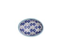 Tranquillo Blue Pottery Stoneware Oval Soap Dish with Floral Blue Print with Holes for Drainage 13 x 10 x 4 cm