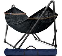 Tranquillo Hammock 600 lbs Capacity, Instant 20s Foldable Hammock Stand, 3-Year Warranty Hammock with Stand, 2 Person Camping Hammock Revolutionary Portable Hammock No Screws, Premium Hammocks, Black