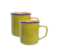 Tranquillo Set of 2 Coffee Mugs Stoneware Colouri Green 370 ml | Large coffee mugs made of durable stoneware - ideal for coffee, cappuccino, tea or cocoa - an eye-catcher on the table.