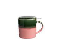 Tranquillo Tea Infusion Cup Large Ceramic Tea Cup with Strainer and Lid Tea Mug Stoneware Vintage Pink 14oz
