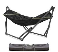 Tranquillo Uniki 3-Year Warranty Hammock Stand, Instant 30s Foldable Hammock with Stand, 550 lbs Capacity Camping Hammock for 1 Persons, Portable & Durable Premium Hammock, Black