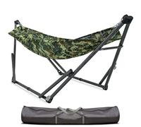 Tranquillo Uniki 550 lbs Capacity Hammock 3-Year Warranty Hammock Stand, Revolutionary 30s Folding Camping Hammock With Stand, Portable Hammock for Indoor Outdoor, Instant Setup No Screws Needed, Camo