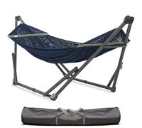 Tranquillo Uniki Adjustable Hammock with Stand Collapsible, Camping Hammock, 550 lbs Capacity Double Hammock Stand, Foldable Sturdy Noiseless Stand, for Active Life Carry Bag Included, Aegean