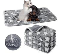Tranqun 4 Pcs Waterproof Dog Blankets 30 x 21 Inch Washable Puppy Blankets for Small Dog Reusable Pet Pee Pad Soft Reversible Fleece Cat Blanket Sleep Floor Mat for Guinea Pig Cage Liners (Gray)