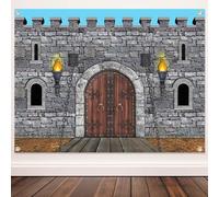 Tranqun Medieval Party Decorations Castle Backdrop Knight Wall Backdrop Keepers of The Castle Decorations for Medieval Themed Party Supplies(Castle Walls,7 x 13 ft)